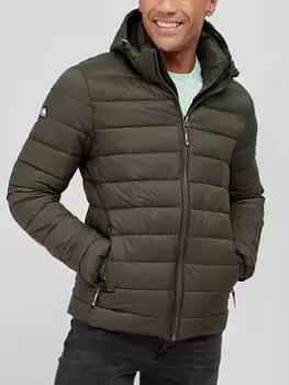 image of Superdry Classic Fuji Padded Jacket - Dark Green, Dark Green Size M Men