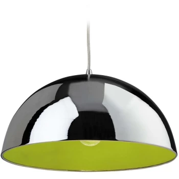 Image of Firstlight Bistro - 1 Light Dome Ceiling Pendant Chrome, Green Inside, E27