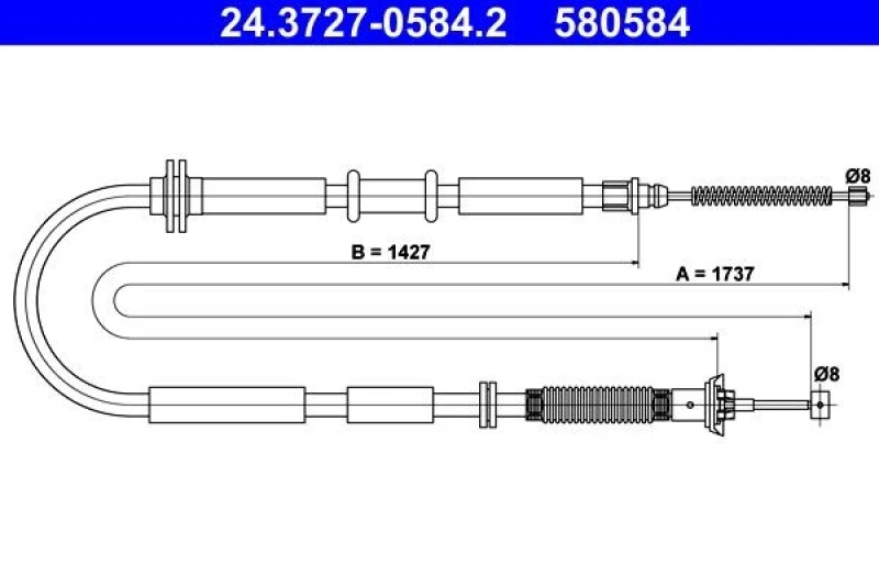 Image of ATE 24.3727-0584.2 Brake Cable 1737mm Cable,parking brake (124)
