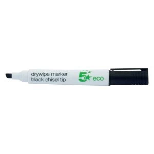 image of 5 Star Eco Drywipe Marker Chisel Tip 2 5mm Line Black Pack 10