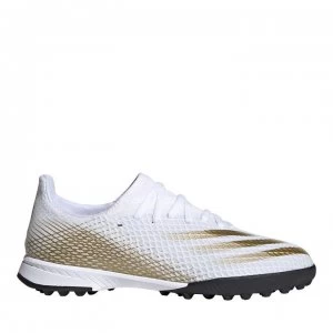 Image of adidas X Ghosted .3 Childrens Astro Turf Trainers - White/MetGold