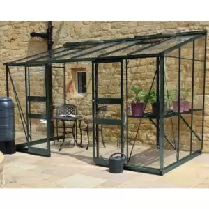 image of 12' x 6' Halls Cotswold Broadway 126 Green Lean-To Greenhouse (3.76m x 1.93m)