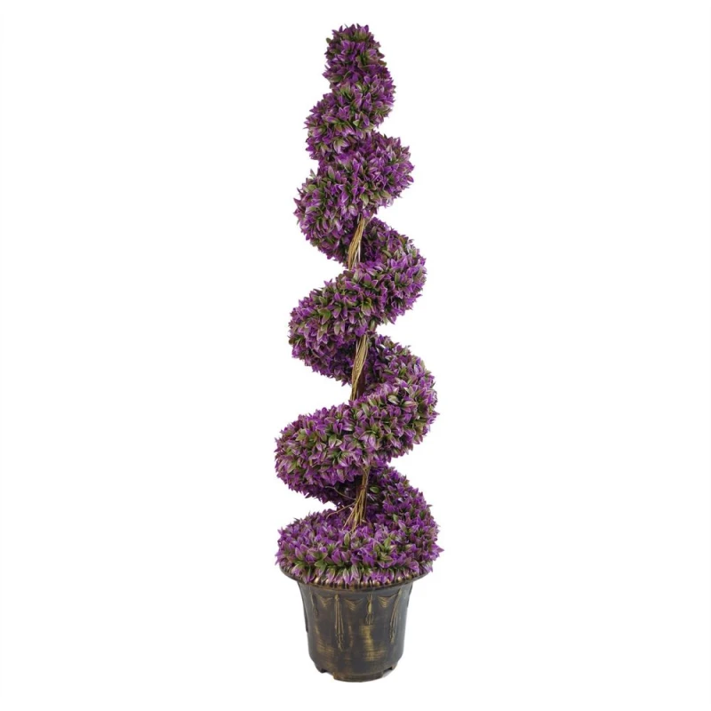 Image of Leaf Design 120cm Purple Large Leaf Spiral with Decorative Planter