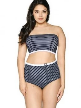 Image of Curvy Kate Sailor Girl Bandeau Bikini Top - Navy, Size 32D, Women