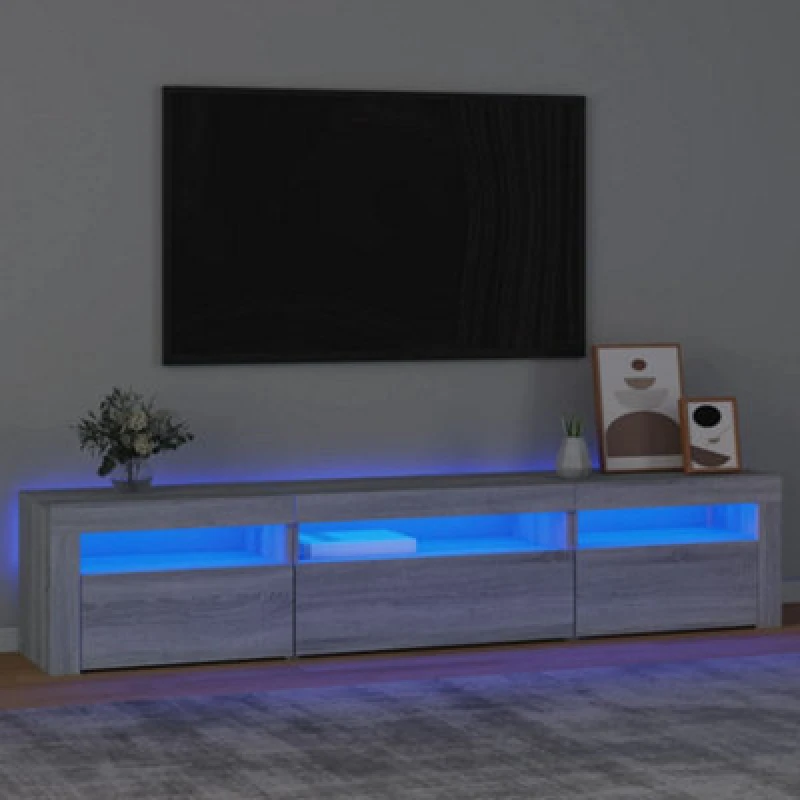 Image of VIDAXL TV Cabinet with LED Lights Grey Sonoma 195x35x40cm Vidaxl 8720845648923