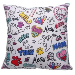 White Simons Cat Pawsome Cushion with Insert