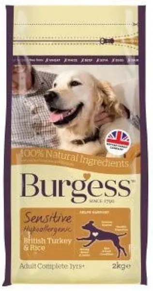 Burgess Sensitive Adult Turkey and Rice Dry Dog Food 2kg