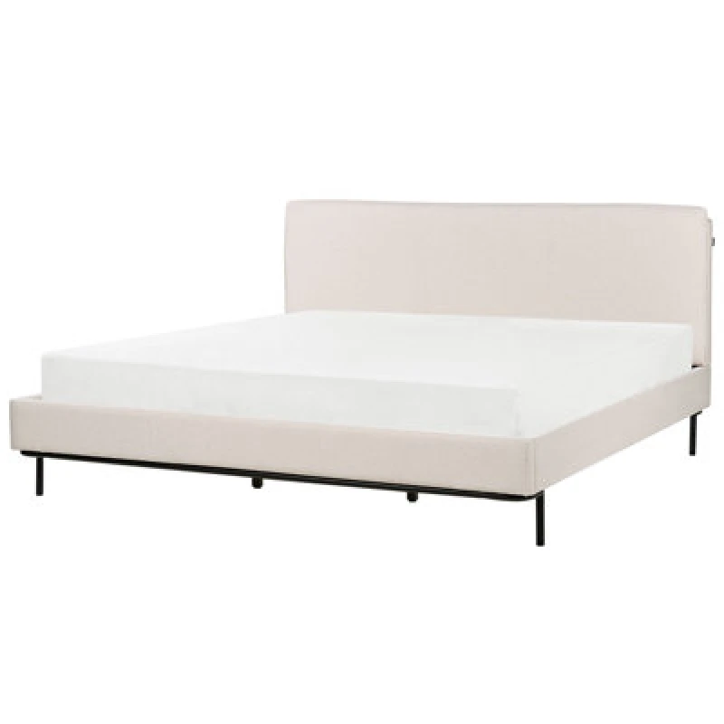 Image of Beliani Bed Fabric Corio 180 X 200 Cm (Eu Super King) Light Beige