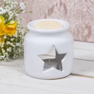 Image of Star Ceramic Candle Holder White 10Cm By Lesser & Pavey