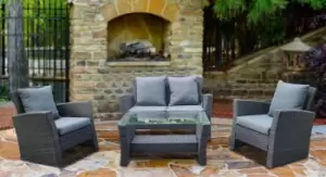 Image of Valencia 4 Piece Rattan Garden Furniture Lounge Set with Glass Topped Coffee Table