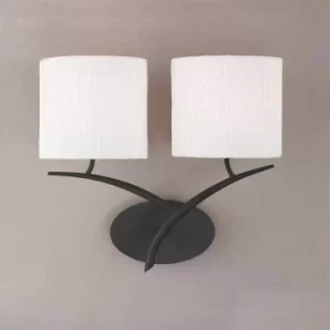 Image of Eve 2-Light E27 wall light, anthracite with oval white lampshade