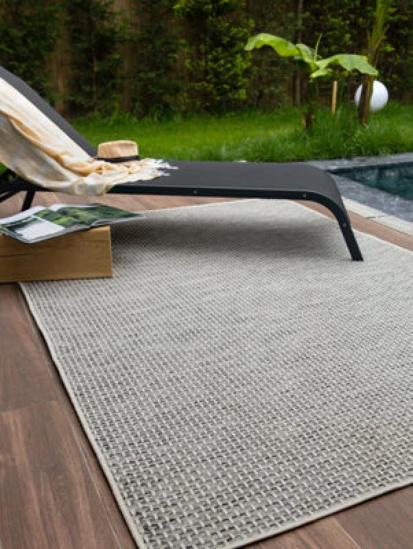 Image of The Rugs Magic Collection Indoor Outdoor Patio Garden Rug Cream Solid Design Weatherproof Jet Washable 3610