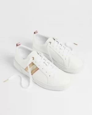 Image of Leather Metallic Detail Webbing Trainers