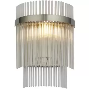Image of Endon - Marietta Glass Shade Wall Lamp Bright Nickel