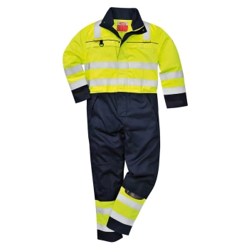 image of Biz Flame Hi Vis Multi-Norm Flame Resistant Coverall Yellow / Navy 4XL