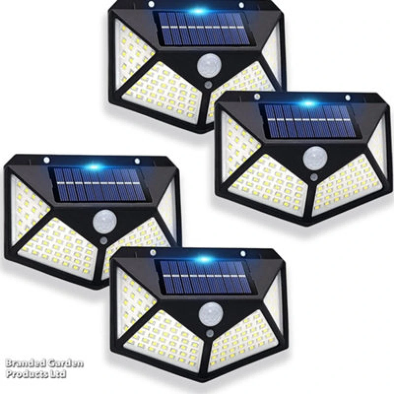 Image of Garden Gear 100 LED Solar Motion Sensor Light: Energy-Efficient, Durable, And Versatile Outdoor Lighting Solution (X4)