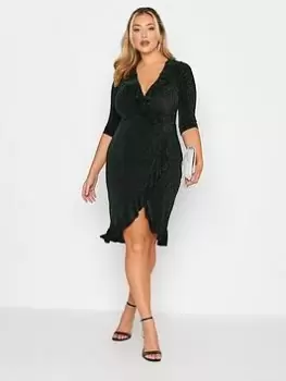 Image of Yours Party Ruffle Wrap Dress - Green, Size 20, Women