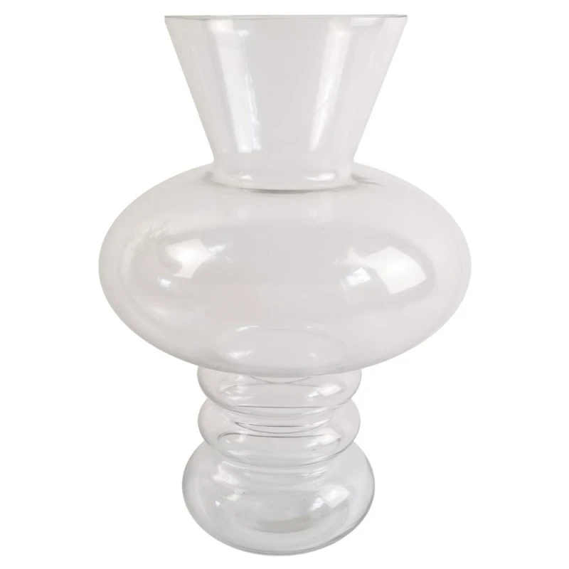 Image of Leaf 35cm Bubble Clear Glass Vase Large White unisex