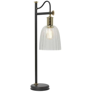 Image of Douille - 1 Light Table Lamp Polished Brass, Black, E27 - Elstead