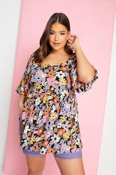 Image of Yours Peplum Top Purple