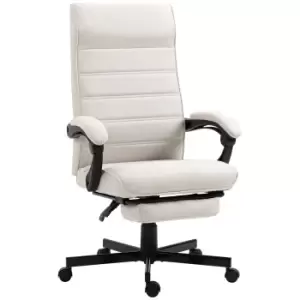 Image of Vinsetto High-Back Home Office Chair, Linen Swivel Reclining Chair with Adjustable Height, Footrest and Padded Armrest for Living Room Cream White