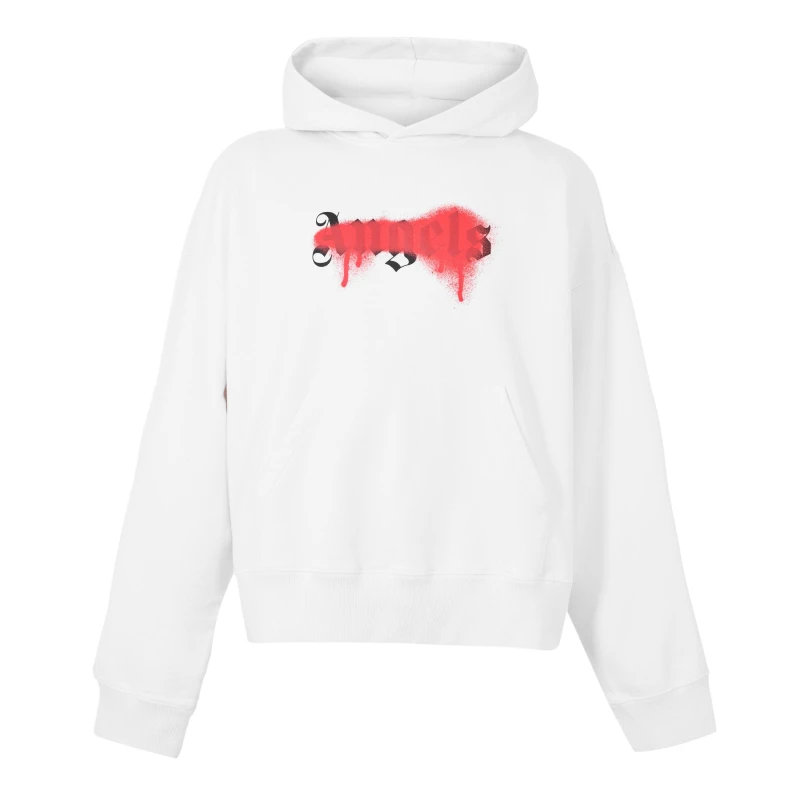 Image of Palm Angels Mens Pull Over Hoodie White Red male M