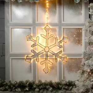 image of Festive 56cm Black Snowflake Christmas Decoration 345 Warm White LEDs