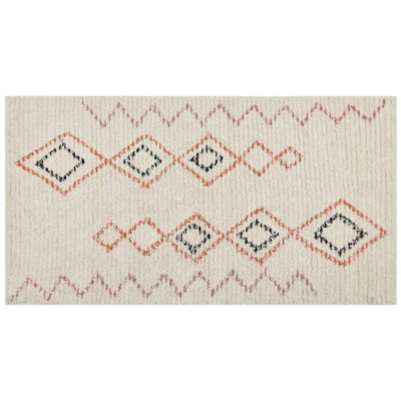 Image of Beliani Rug Guwahati Beige 80 X 150 Cm Cotton