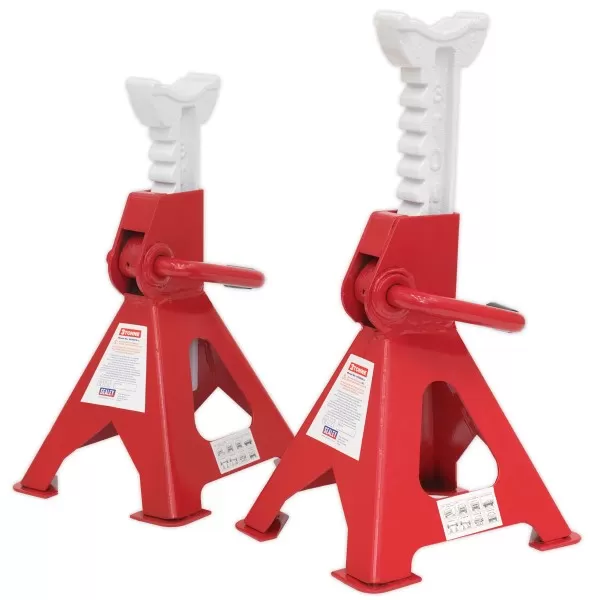 image of Sealey VS2003 Axle Stands (Pair) 3tonne Capacity per Stand Ratchet Type