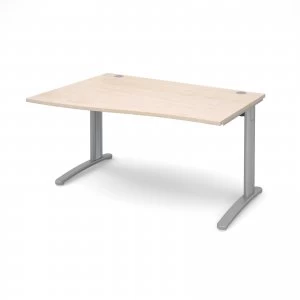 Image of TR10 Left Hand Wave Desk 1400mm - Silver Frame maple Top
