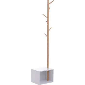 Image of Homcom - Coat Rack Storage Bench Hallway Tree Hat Hanger Entryway Stand