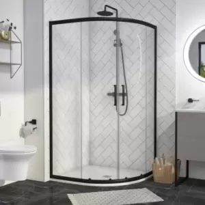 Image of 1200x800mm Black Offset Quadrant Shower Enclosure - Pavo