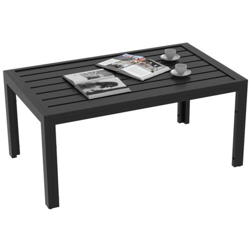 Image of Outsunny Rectangle Patio Table w/ Steel Frame - Black 84G-291V00BK