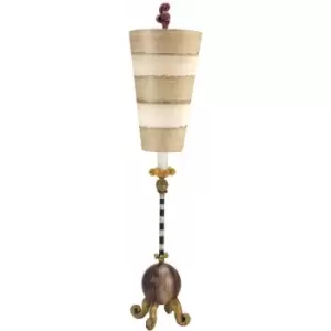 Image of Table Lamp Gold Legs Red Tan Sphere Black Cream Stem. Inverted Shade LED E27 60W