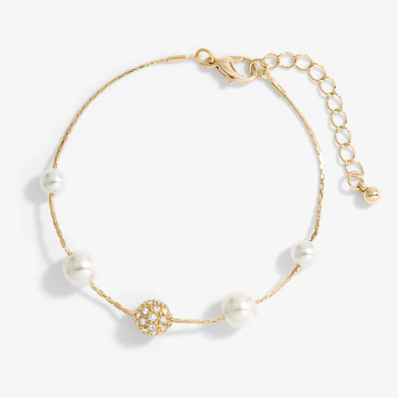 Image of Jon Richard Gold Plated Fine Pearl And Pave Bracelet Gold
