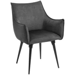 image of HOMCOM Fabric Armchair With Steel Legs For Living Room And Bedroom - Dark Grey