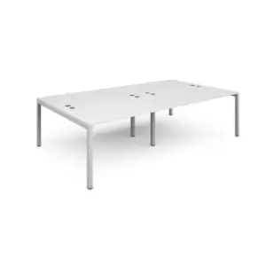 Image of Bench Desk 4 Person Rectangular Desks 2800mm White Tops With White Frames 1600mm Depth Connex
