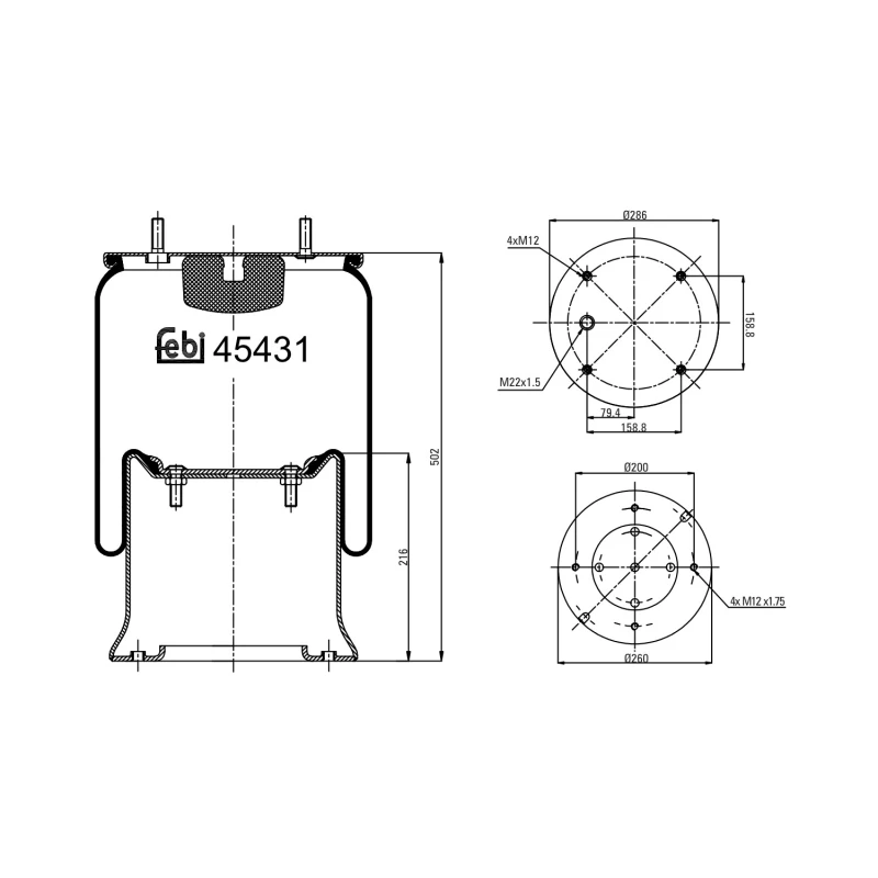 Image of FEBI BILSTEIN 45431 Boot, air suspension Boot,air suspension (324)