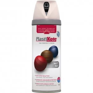 image of Plastikote Premium Matt Aerosol Spray Paint Matt Antique White 400ml