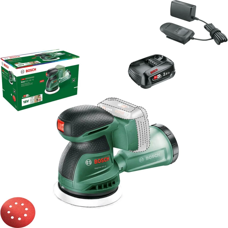Image of Bosch EASYORBIT 18V-10 P4A 18v Cordless Disc Sander 125mm EASYORBIT 18V-10 Batteries: 1 x 2.5ah Li-ion