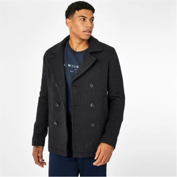 Image of Jack Wills Bickmor Wool Blend Pea Coat - Charcoal