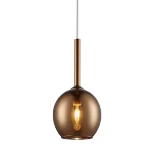 Image of Monic Dome Pendant Ceiling Light, Copper, 1x E14