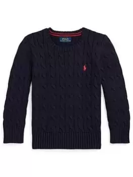 image of Ralph Lauren Boys Cable Jumper - Navy, Size Age: 7 Years=S