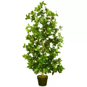 Image of HOMCOM Artificial Plants Bay Leaf Laurel in Pot Fake Plants for Home Indoor Outdoor Decor, 16x16x120cm, Green