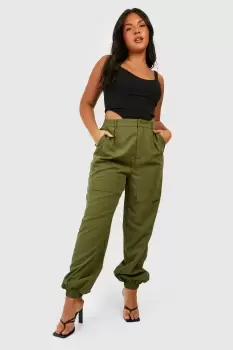 Image of Plus High Waisted Cargo Cuffed Jogger