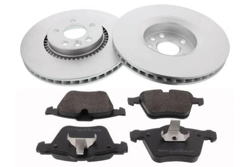 Image of MAPCO 47686HPS Brake disc and pads set Front Axle, Brake Disc Type: Vented, not prepared for wear warning indicator, with anti-squeak plate Brake Set