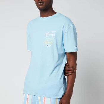 Image of Tommy Jeans Mens Repeat Script T-Shirt - Light Powdery Blue - L