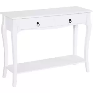 image of MDF Console Table Storage Display Desk Home Office 2 Drawers Modern Eco-friendly - Ivory White - Homcom