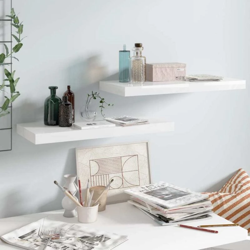 Image of VIDAXL Vidaxl - Floating Wall Shelves 2 pcs High Gloss White 60x23.5x3.8cm mdf 8720286073803