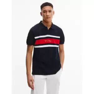 image of Global Stripe Polo Shirt in Organic Cotton Pique and Regular Fit